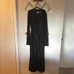 Boden Black Long Sleeve Wrap Gown